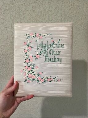 Welcome To Our Baby Floral Keepsake Book - Pink & Green Vintage Baby Book